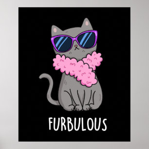 Poster Gato Elegante Engraçado Furtivo Pun Dark BG