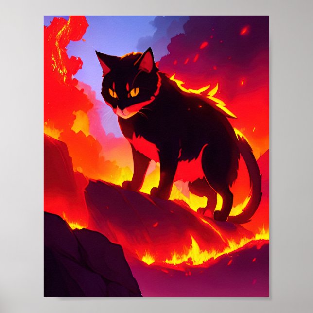 Poster Gato Elementar de Fogo (Frente)