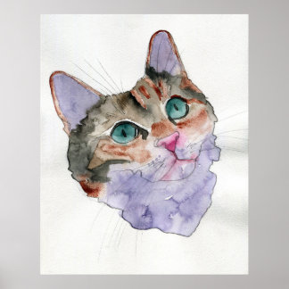 Poster Gato em Aquarela