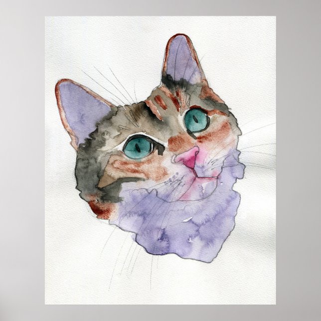 Poster Gato em Aquarela (Frente)