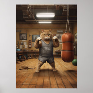 Poster Gato Em Giro De Boxing