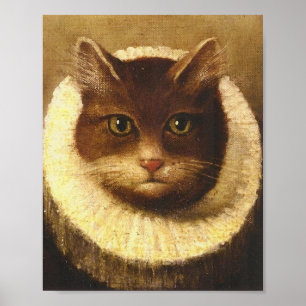 Poster Gato Em Uma Vintagem De Arte Vitoriana Fofa