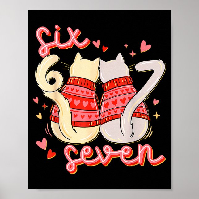 Poster Gato Engraçado 67 Meme Seis Sete Gíria Gen Alpha D (Frente)