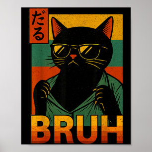 Poster Gato Engraçado Bruh Homens Adolescente Meninas Mem