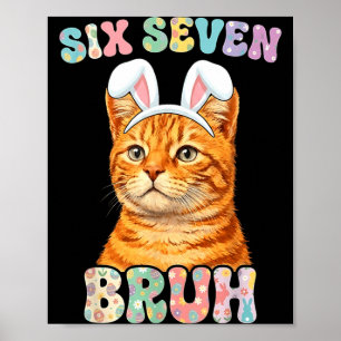 Poster Gato Engraçado Coelho Seis Sete Bruh Meme 67 Feliz