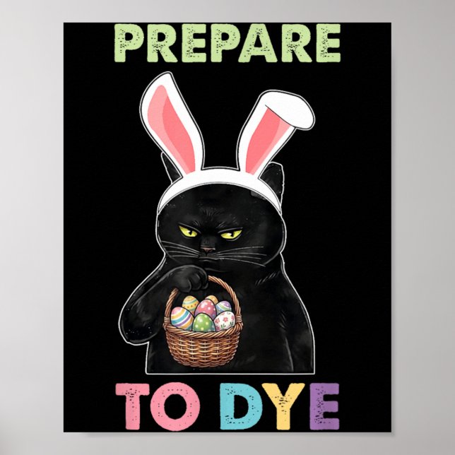 Poster Gato Engraçado com Orelhas de Coelho Pronto para T (Frente)
