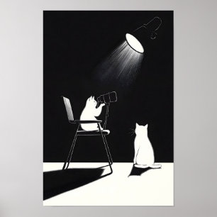 Poster Gato engraçado com telescópio