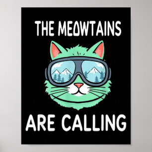 Poster Gato engraçado de esqui, os meowntanhas estão cham