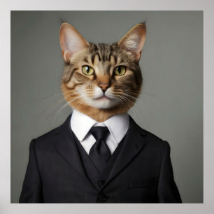 Poster Gato engraçado de terno