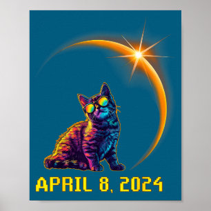 Poster Gato engraçado do eclipse solar Eclipse Solar
