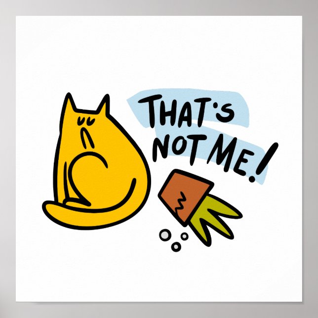 Poster Gato engraçado e pote de flor derrubado (Frente)