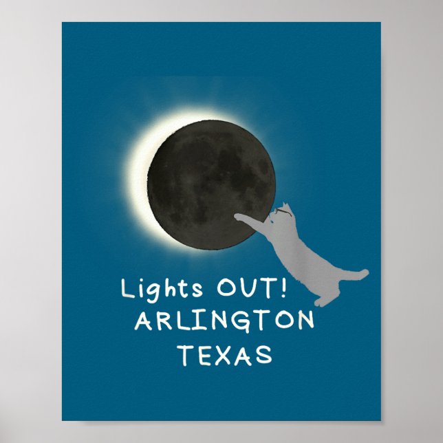 Poster Gato Engraçado Eclipse Solar Total Arlington (Frente)