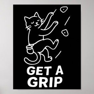 Poster Gato Engraçado Escalada de Rocha Segure Firme