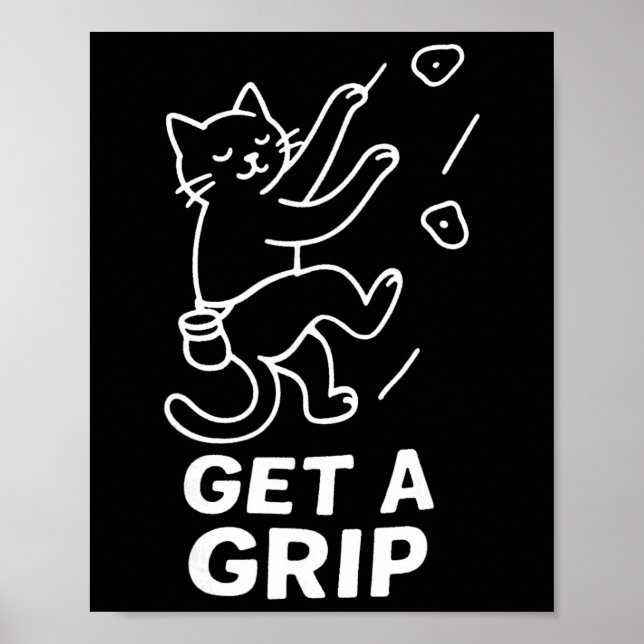 Poster Gato Engraçado Escalada de Rocha Segure Firme  (Frente)