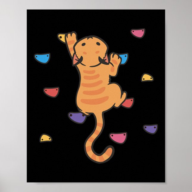 Poster Gato Engraçado Escalador Escalada Cute Bouldering  (Frente)