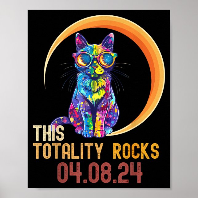 Poster Gato Engraçado EUA Eclipse Solar Totalidade (Frente)
