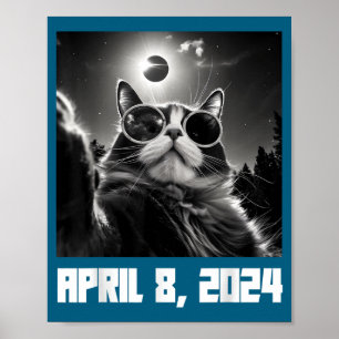 Poster Gato engraçado fazendo selfie no eclipse solar tot