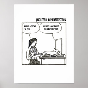 Poster Gato Engraçado Humor no Trabalho Corporativo Carto
