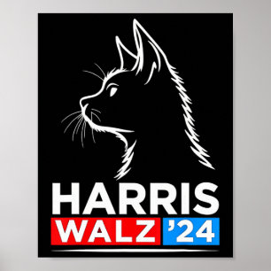 Poster Gato Engraçado Lady Kamala Harris Waltz 2024 Eleiç