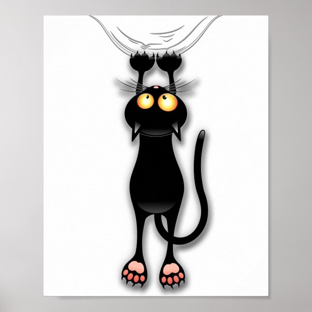 Poster Gato engraçado Personagem arranhando Tecido (Frente)