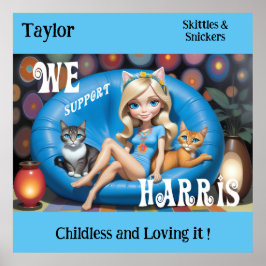 Poster Gato Engraçado Personalizado, Mulheres Sem Criança