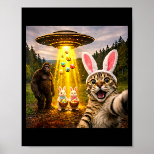 Poster Gato engraçado selfie dia de Páscoa com leprechaun
