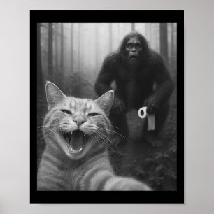 Poster Gato Engraçado Surpreende Selfie Feliz Com Doin Pé
