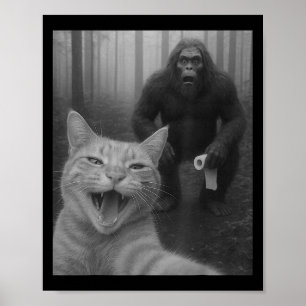 Poster Gato Engraçado Surpreende Selfie Feliz Com Sasq Pé