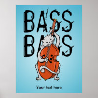 Gato Engraçado Tocando Baixo Duplo ou Cello