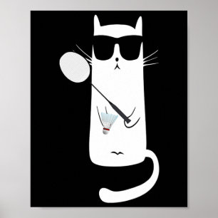 Poster Gato Engraçado Vestindo Pulmões Jogando Dminton