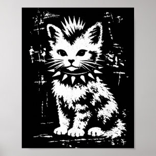 Poster Gato engraçado vintage punk gatinho meme homens mu
