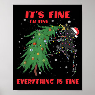 Poster Gato Enroscado Em Luzes De Natal Estou Bem Tudo Es