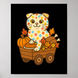 Poster Gato Escocês Dobrado Agradecido Gatinho Dia de Açã