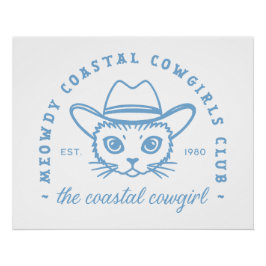 Pôster Gato estético do clube de praia de cowgirl costeir
