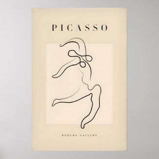 Poster Gato Esticado Picasso Arte Linear Animal Minimalis