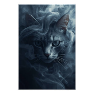 Pôster Gato Etéreo na Fumaça e Névoa – Poster Místico