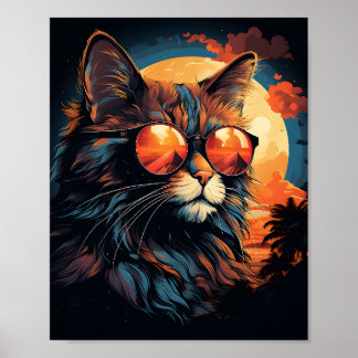 Poster Gato Fantástico Vestindo Óculos de sol Gato Engraç