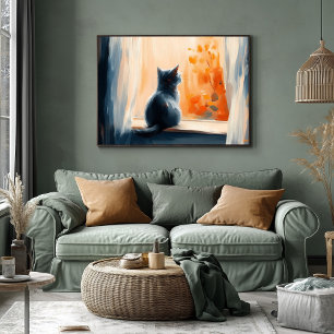 Poster Gato Fauvista junto à Janela – Tranquilo Personali