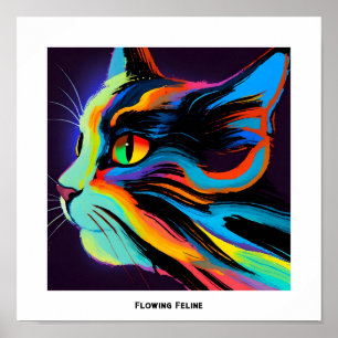 Poster Gato Felino Pop de Arte Colorida