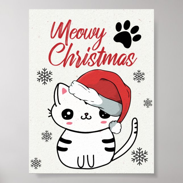 Poster Gato Feliz de Natal (Frente)
