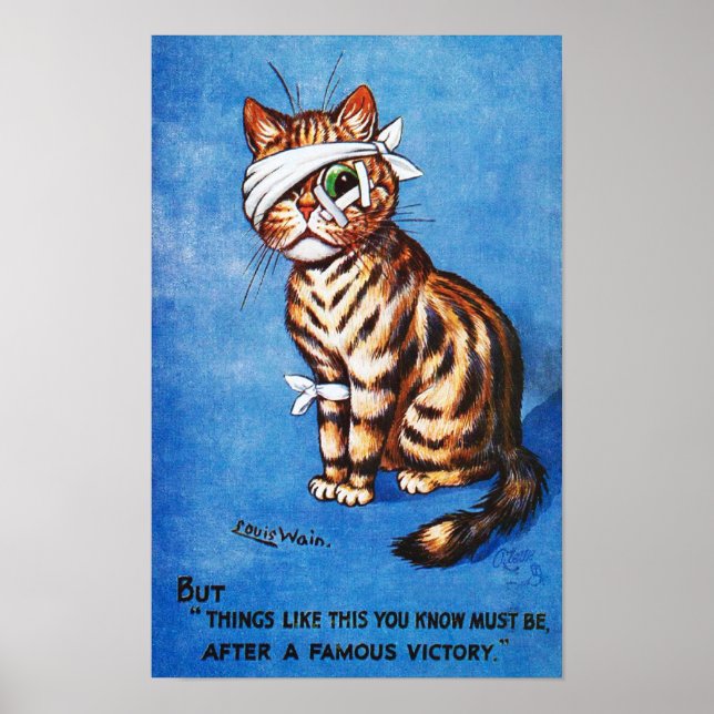 Poster Gato Ferido Honorável, Louis Wain (Frente)