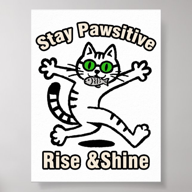 Poster Gato Fique Positivo (Frente)