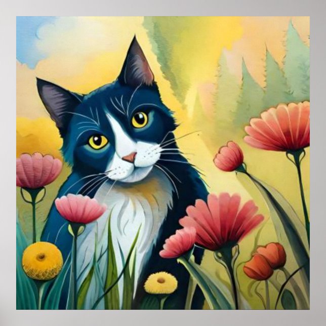 Poster Gato FLoral (Frente)