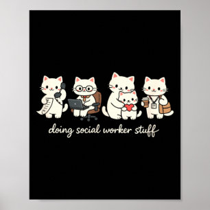 Poster Gato Fofo Fazendo Coisas de Assistente Social Saúd