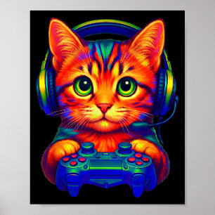 Poster Gato Gamer Video Games Meninos Adolescentes Homens