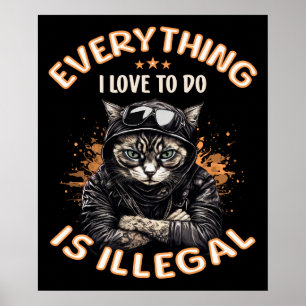 Poster Gato Gangster De Gângster Com Gatinho Mau Engraçad