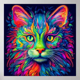 Poster Gato Gatinho Majestoso Artístico Colorido