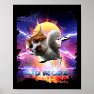 Poster Gato Gatinho Rachou Parede Jogos Jogador Modo Deus