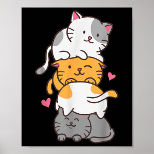 Poster Gato Gatos Fofos Kitty Pilha Anime Kawaii Neko