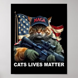 Poster Gato Gatos Vive Problema Engraçado Trump 2024